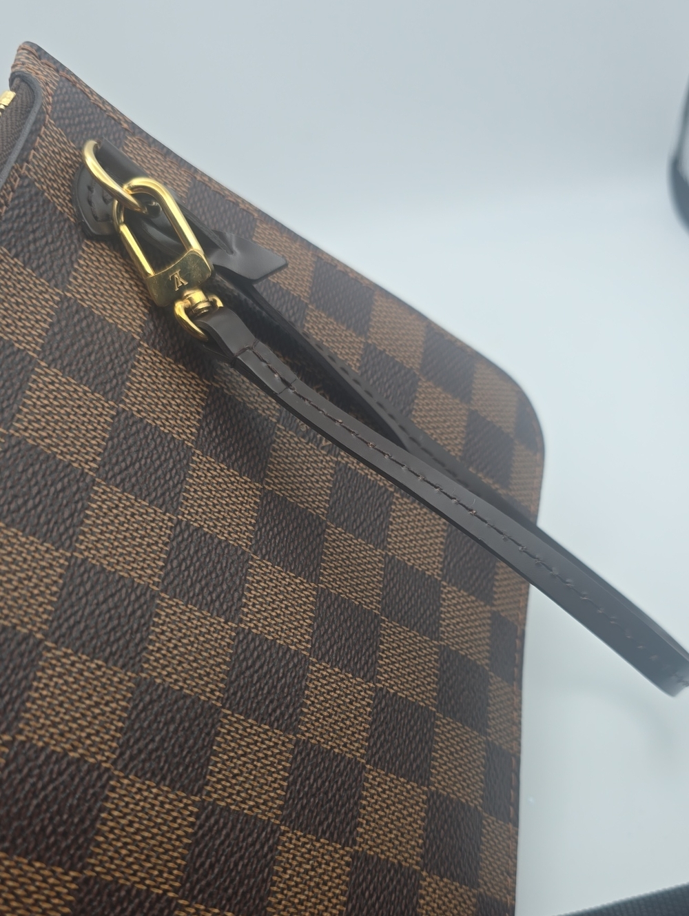 Louis Vuitton Brown/Red Damier Ebene Neverfull MM Pochette Wristlet (NWOT)COA✨️ - Picture 13 of 16